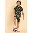 thumbnail image 4 of Boys Casual Shirts and Short Sets Casual Printed Kids Co-ords Set (KSS1_Black Yellow_12_14Y), 4 of 6