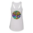 thumbnail image 2 of Wild Bobby Colorful Mushroom Retro Puff Print Fashion Ladies Racerback Tank Top, White, X-Large, 2 of 6