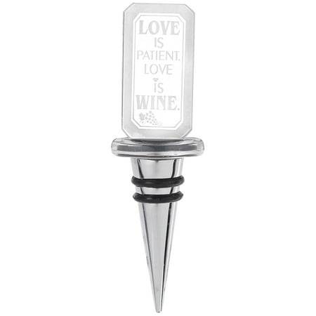 Glass Wine Stopper - Love Is Patient Love Is Wine Glass Wine Stopper by Ganz