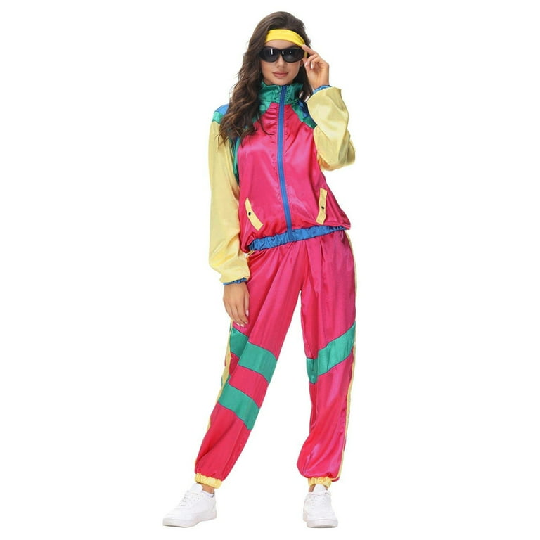 YUHAOTIN Orange Sweatsuit Adult 80S Tracksuit Retro Hop Windbreaker Disco Tracksuit Sets Colorblock Outfits Set Tracksuit Women 2 Piece Outfits Nylon Purple Velour Tracksuit Walmart