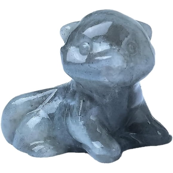 WUYOUSHI Labradorite Otter Figurine - Hand Carved Healing Crystal Otter Statue, Lucky Gemstone Sculpture for Home Office Desk Decor, Spiritual Gift for Animal Lovers & Nature Enthusiasts