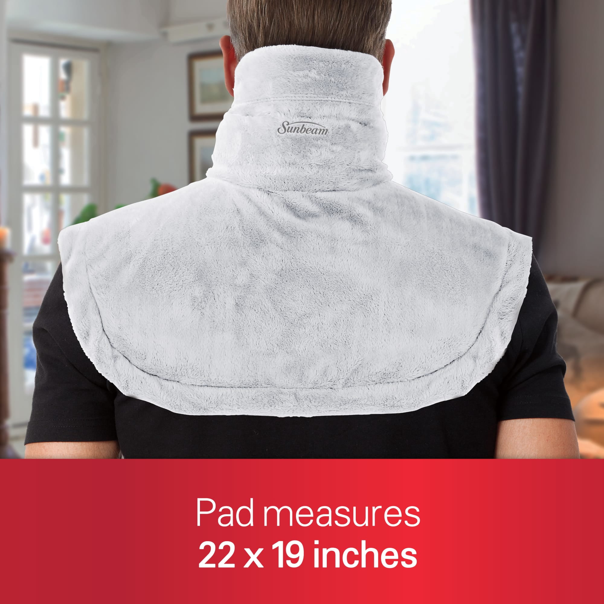 Sunbeam Renue Heat Therapy Neck and Shoulder Pain Relief Wrap Heating Pad, Grey