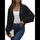 thumbnail image 3 of Suéteres para Mujer, Cárdigan Corto Abierto, Suéter de Larga de Punto con Estampado de Murciélago, Top Tipo Encogimiento de Hombros. Negro L, 3 of 8