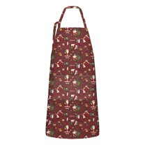 Red Christmas Santa Apron-Garden Aprons for Women with Pockets-Cotton Linen Waterproof Kitchen Cooking Gardening Aprons Adjustable for Kitchen,Cooking,BBQ and Salon 32"x27"