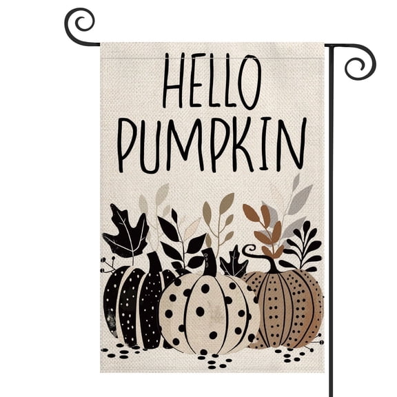 Sm:)e Polka Dot Pumpkins Fall Garden Flag 12x18 Inch Double Sided, Autumn Small Banner Yard Sign Outside Decoration