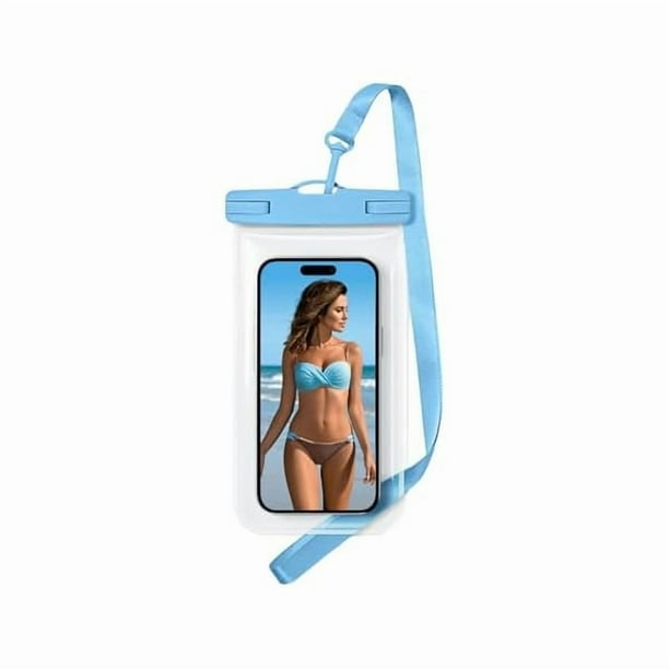 wonima02 1/2 Pack Waterproof Phone Pouch Compatible with iPhone 17 16 15 Pro Max & Galaxy S24+/S23 7in Waterproof Phone Case, IPX8 Beach Travel Must Haves Dry Bag, Beach Essentials, Sea Blue, 1 Pack