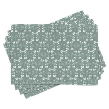 

Garden Placemats Set of 4 Artistic Baroque Style Inspired Delicate Daisy Flower Petals and Dots Washable Fabric Place Mats for Dining Room Kitchen Table Decor Pale Sage Green White by Ambesonne
