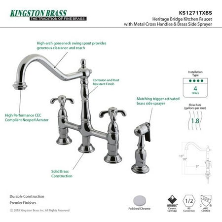 Kingston Brass French Country Bridge Faucet With Optional Side