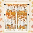 thumbnail image 5 of Fall Orange Leaves Kitchen Window Curtains Valance and Tier Set 36 Inch, Autumn Watercolor Pumpkin 3 Piece Window Treatment Tiers for Living Room Bedroom Kitchen Decor Drapes, 5 of 6