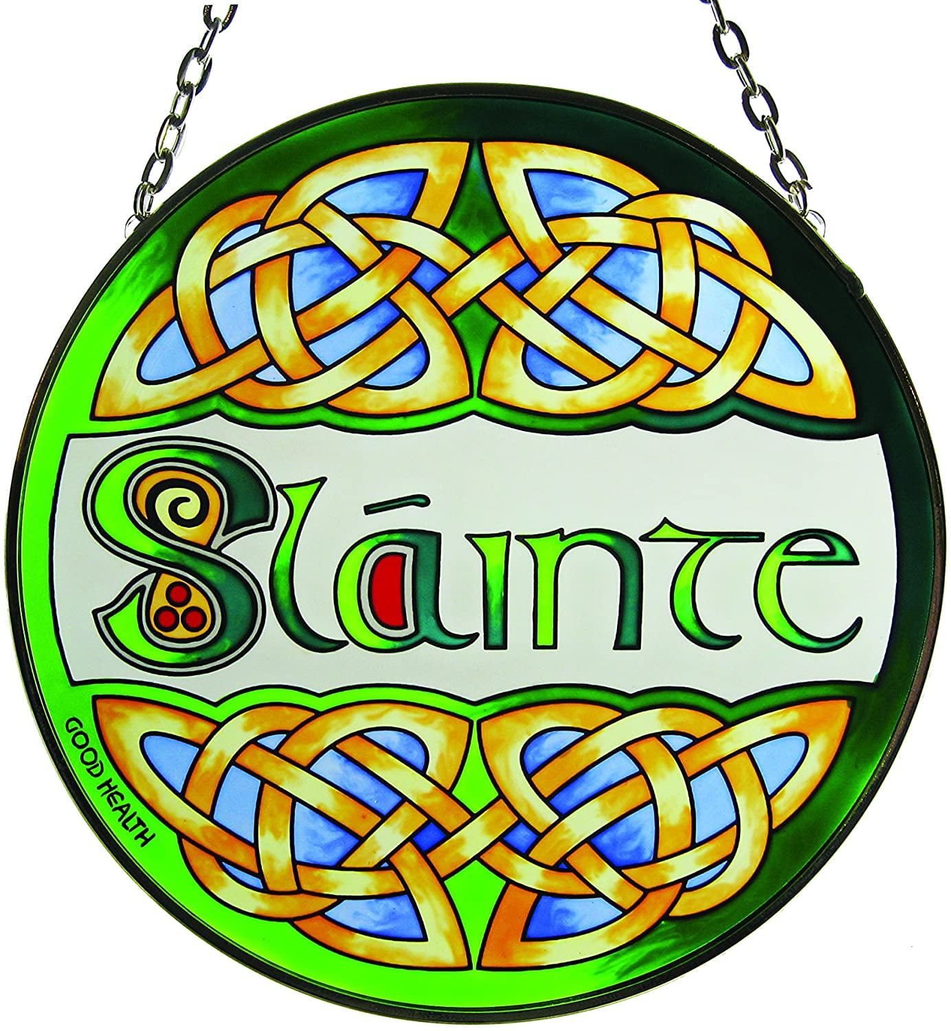 Slainte Round Stained Glass Window Hang Irish Suncatcher
