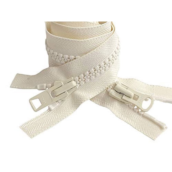 YKK #10 36 Inch Two-Way Molded Plastic Heavy Duty Separating Vislon (Jacket) Zipper for Sewing Coat Jacket Winter Coat Heavy Duty Zippers Coat Jackets Clothes Parka (Snow White - 841)
