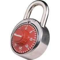 Master Lock Combination Padlock, Center, Red/Silver 1504D