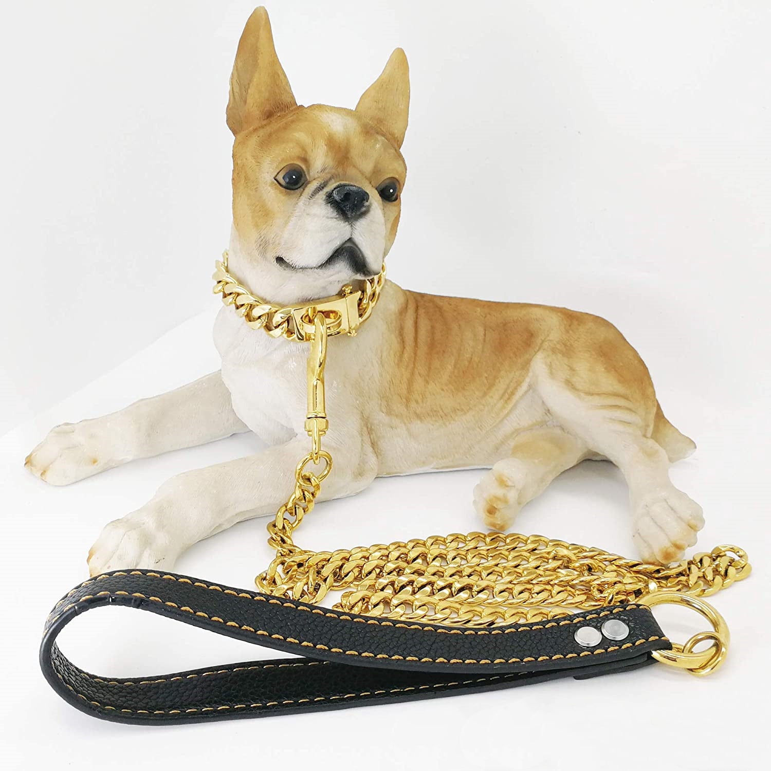 W/W Lifetime 3ft Indestructible Strong Chew-Proof Metal Stainless Steel Gold Training Walking Dog Leash