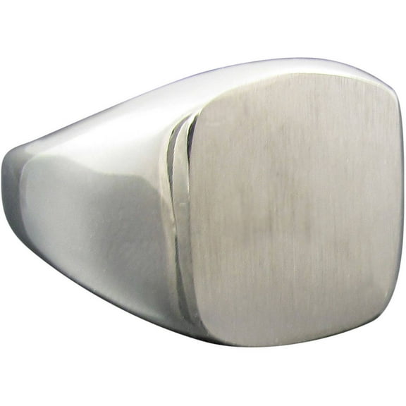 Arista Brushed Solid Stainless Steel White Men's ID Ring