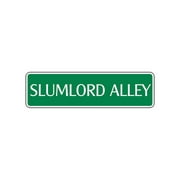 Slumlord Alley Aluminum Metal Novelty Street Sign Landlord Owner Wall Décor Gift 4x18