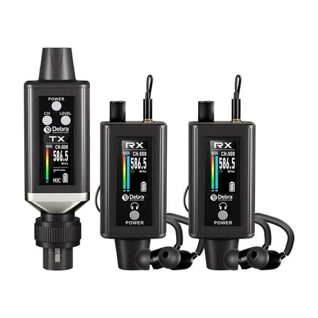 D Debra Audio PRO EMX-1 UHF Mini Wireless In-Ear Monitor System, Rechargeable with Monitor Type for Stage, Band, Studio, Musician, Monitor (1 Transmitter & 2 Receiver)