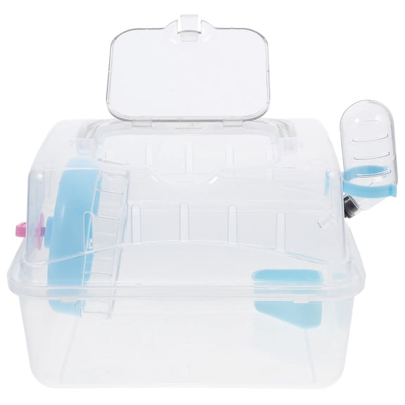 BESTYASH Clear Plastic Hamster Carrying Case with Water Bottle and Food Bowl for Travel
