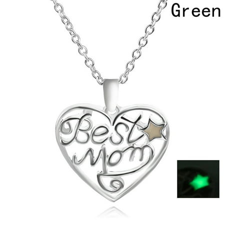 AkoaDa  New Style Best Mom Heart Type Essential Pendant Necklace Luminous Pendant With Birthday Fashion Lava Beads Chakra (Best Birthday Gift For Mother In Law)