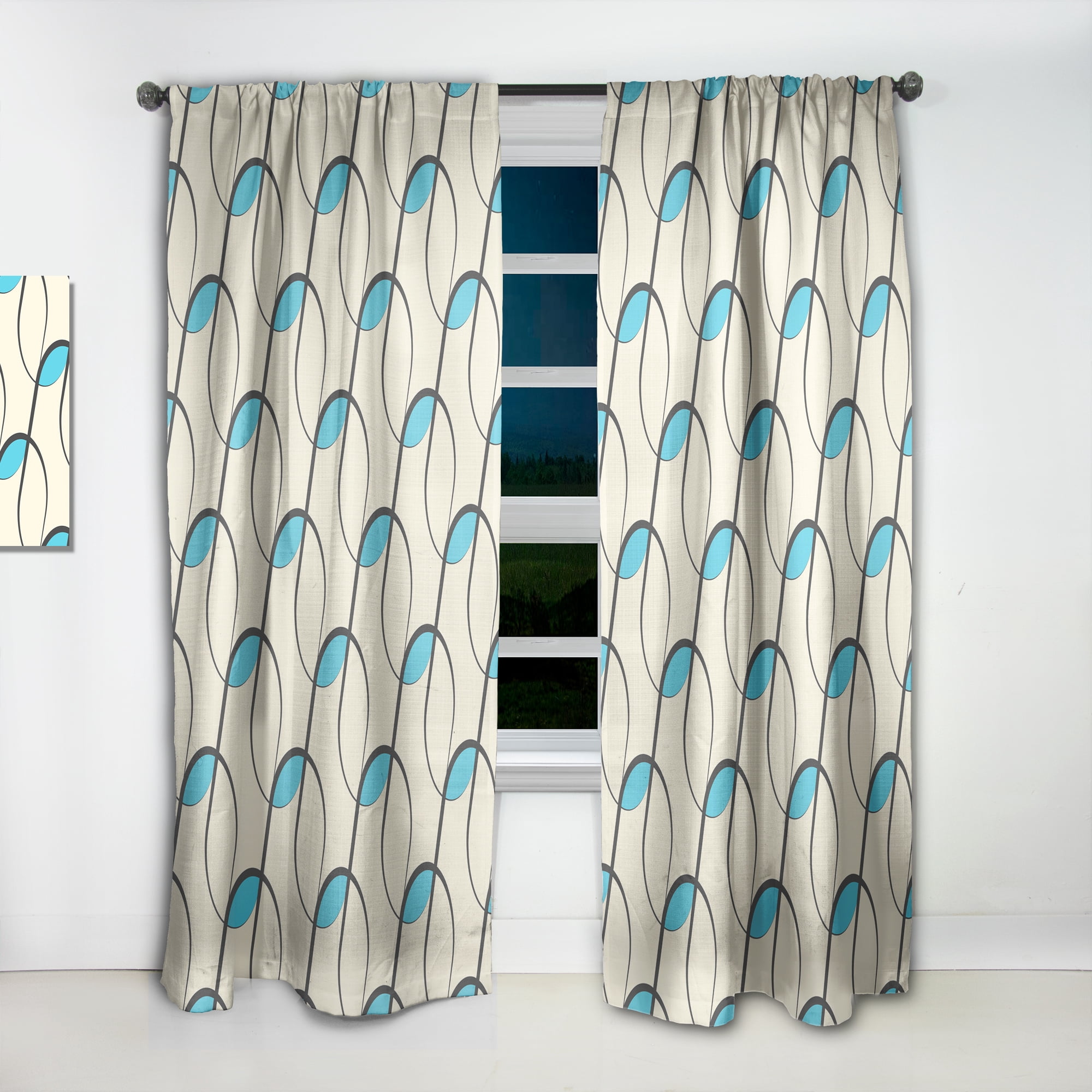 Designart 'Geometrical Abstract Retro Minimal Pattern I' Mid-Century Modern Curtain Panel