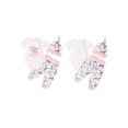 thumbnail image 2 of Suealasg 3Pcs Baby Boys Girls Summer Outfits 0-18 Months Newborn Western Clothes Letter Animals Print Crew Neck Short Sleeve Rompers Long Pants Hat, 2 of 8