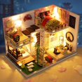 thumbnail image 4 of mini casa de muñecas diy 1/24 de de DIY 3d con , casa en miniatura, Mini modelo de construcción ensamblada con cubierta de polvo,, 4 of 8