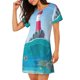 thumbnail image 2 of Balery Lighthouse Sea Port Camisón de manga corta con cuello redondo para mujer, cómodo y elegante., 2 of 6