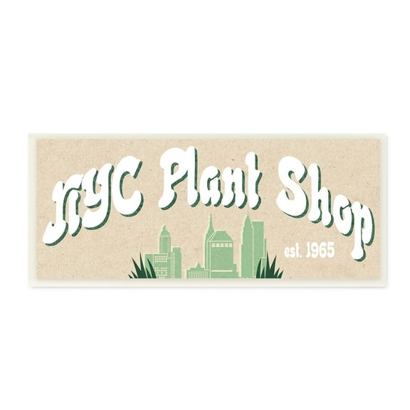 Stupell Industries NYC Plant Shop Green Grass Skyline Est. 1965, 17 x 7, Design by Daphne Polselli