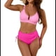 thumbnail image 3 of Trajes de Baño de Cintura Alta para Mujer, Trajes de Baño con Control de Abdomen, Trajes de Baño de Dos Piezas con Recortes y Fruncido Cruzado, Conjuntos de Bikini. Rosa L, 3 of 8