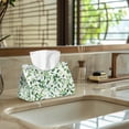 thumbnail image 5 of COEQINE PU Leather Facial Tissue Holder Facial Tissue Dispenser Rectangular Table Dryer Sheet Dispenser 7.95X4.92X4.52 Inch for Nightstand Dining Table Tabletop, Green Leaf, 2 Pcs, 5 of 7