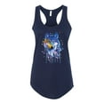 thumbnail image 2 of Wolf Painting Splatter Abstract Art Animal Lover Ladies Racerback Tank Top, Navy, X-Large, 2 of 3