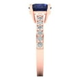 thumbnail image 3 of 2.3 ct Round Cut Simulated Blue Sapphire Solitaire with Simulated Diamond Accents 18K Rose Gold Womens Engagement Ring, 3 of 5