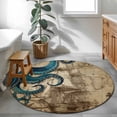 thumbnail image 3 of Round Rugs 3.3Ft, Nautical Blue Octopus Round Area Rug Washable Indoor Throw Carpet, Coastal Ocean Summer Vintage Sea Soft Non Slip Circle Rug for Laundry Room Patio Home Decor Aesthetic, 3 of 8