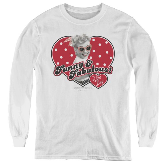 I Love Lucy Funny & Fabulous Youth Long Sleeve T-Shirt White