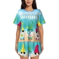 thumbnail image 1 of Xecao Hello Summer Gnome 1 Pattern Women's Short Sleeve Pajama Set Soft Sleepwear Lounge Set with Button Front Top and Drawstring Shorts with Pockets-4X-Large, 1 of 6