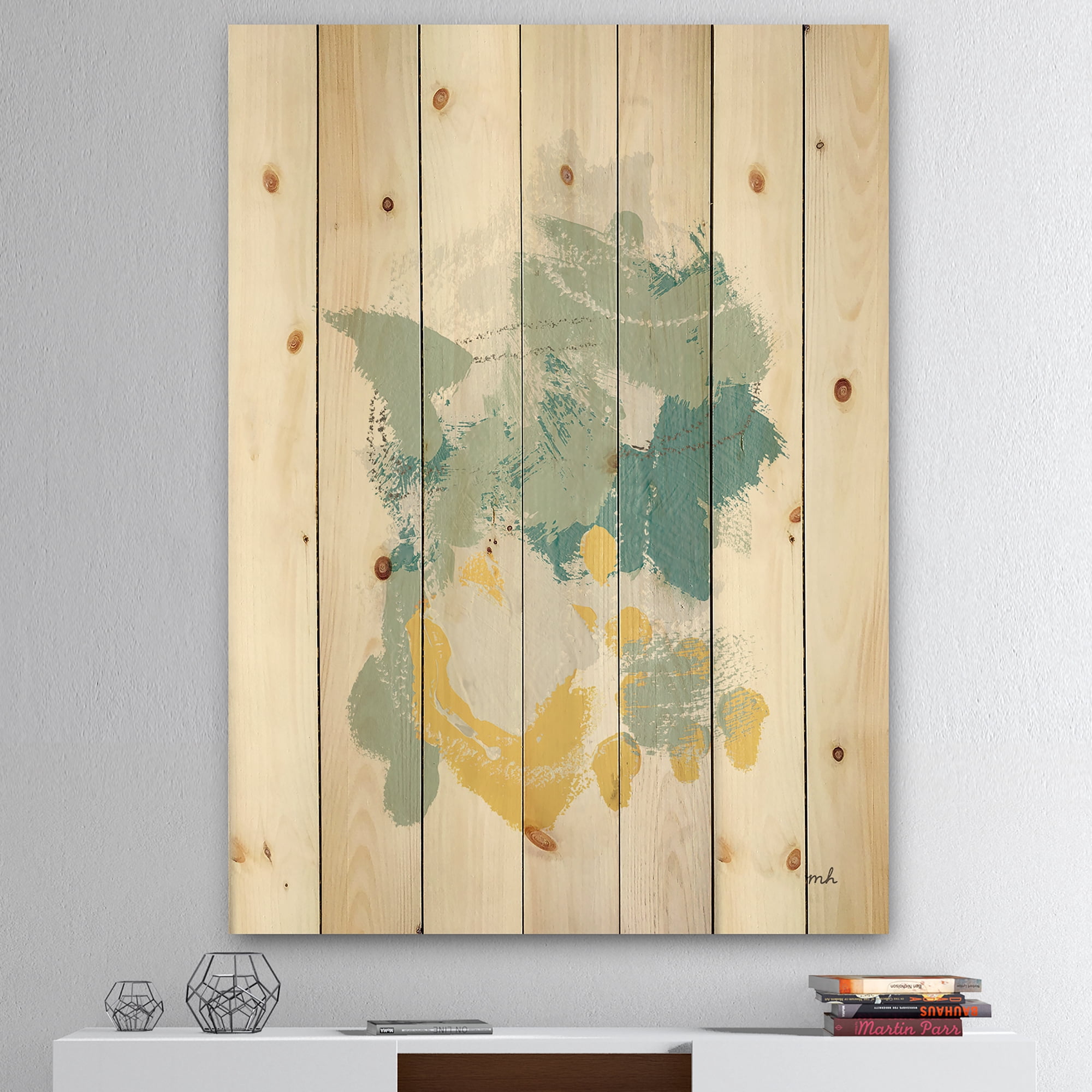 Designart 'Hopeful I' Modern Farmhouse Print on Natural Pine Wood