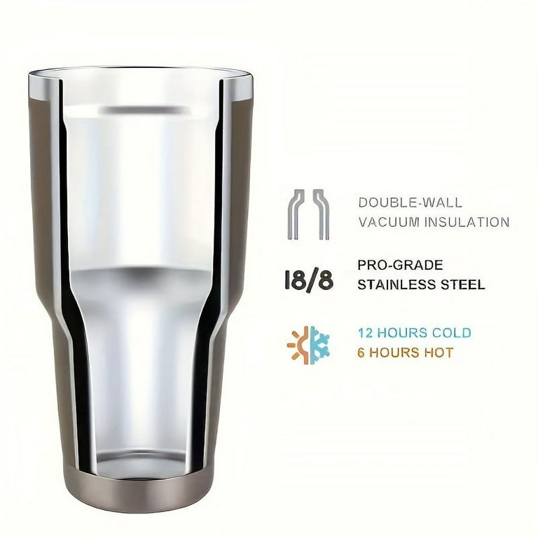 1pc Insulated Stainless Steel Tumbler With Straw And Lid, Large