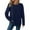 Navy, variant on JPVDPA Tunic Tops for Women Waffle Knit Long Sleeve Shirts Lightweight Crewneck Pullover Dressy Casual Blouses with Curved Hem Red L