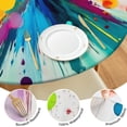 thumbnail image 4 of Colorful Radial Paint Burst Round Fitted Tablecloth with Elastic Edge,Dining Table Cover Waterproof,Outdoor Round Tablecloth for Camping,Dining,Indoor and Outdoor, 4 of 7