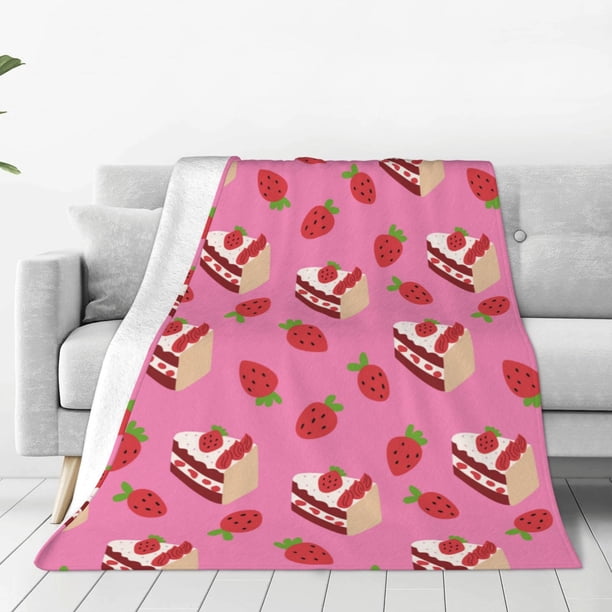 Balery Strawberry Cake Manta de Felpa Suave y Acogedora – Cobija de Franela Aterciopelada para Cama, Lavable y Cálida para Sofá, Mascotas, Transpirable-40"x30"