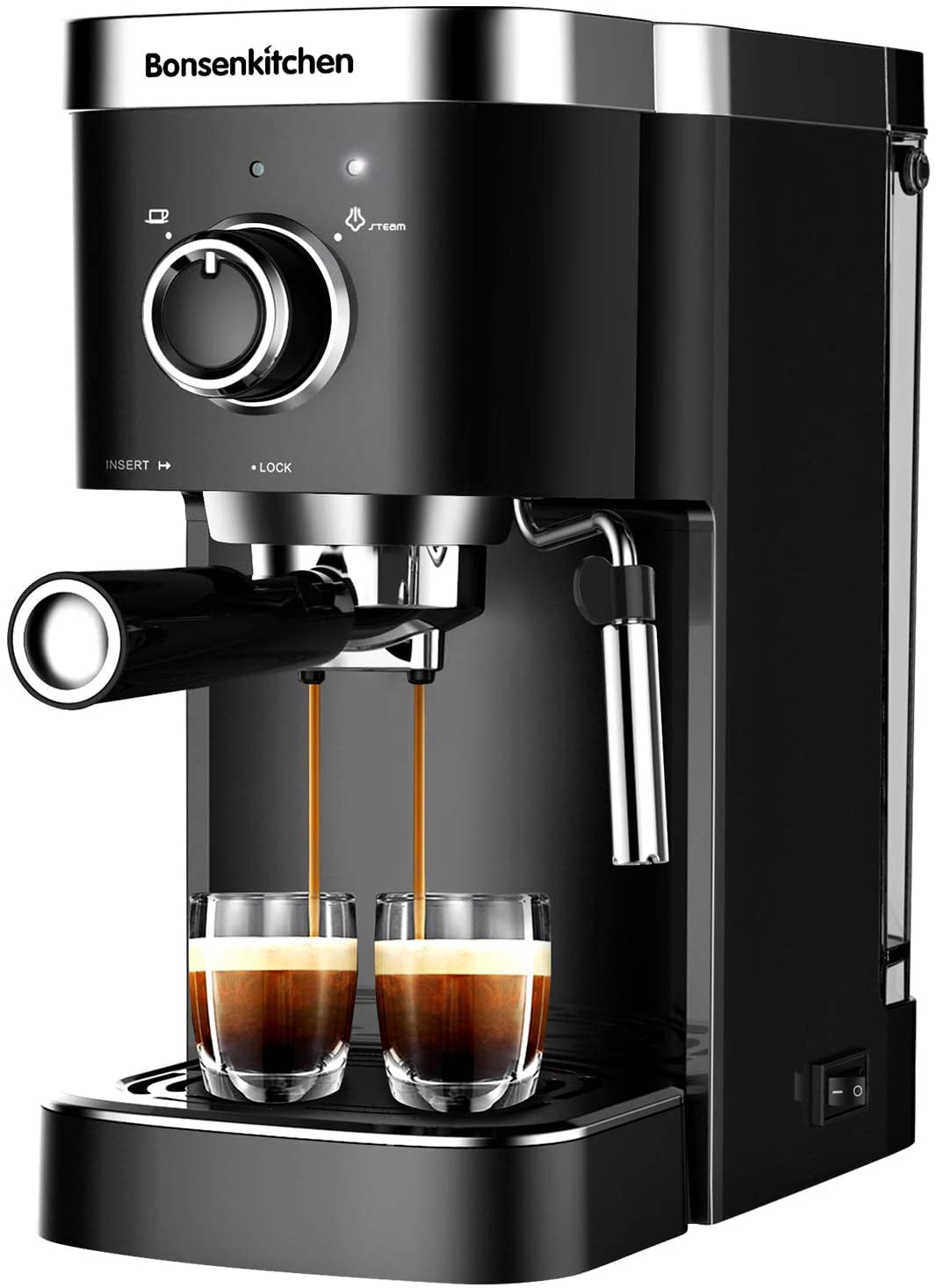 Bonsenkitchen Espresso Machine 15 Bar Coffee Machine With Foaming Milk –