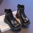 thumbnail image 6 of Cethrio Little Girls Ankle Boots, Soft Sole Side Zipper Outdoor Round Toe Fall Winter Shoes Black Size 13.5 Little Kids, 6 of 6