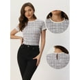 thumbnail image 2 of DARING DIVA Women's Round Neck Short Sleeve Tweed Top XS Apricot, 2 of 6