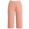thumbnail image 3 of MLQIDK Yoga Capri Pants for Women Yoga Leggings Knee Length Elastic Waist Plus Size Leggings Dressy Casual Pedal Pushers with Pockets Pink S, 3 of 6