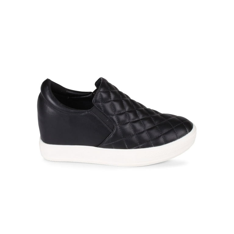 Womens black quilted hotsell slip on shoes