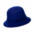thumbnail image 2 of Limei Women Wool Round Bowler Hats Wide Brim Cloche Fedora Floppy Hat Cap (Sapphire Blue), 2 of 7