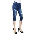 thumbnail image 3 of 2Luver, Women's, Stretchy 5 Pocket Skinny Capri Jeans, Medium Blue Wash, 9, 3 of 3