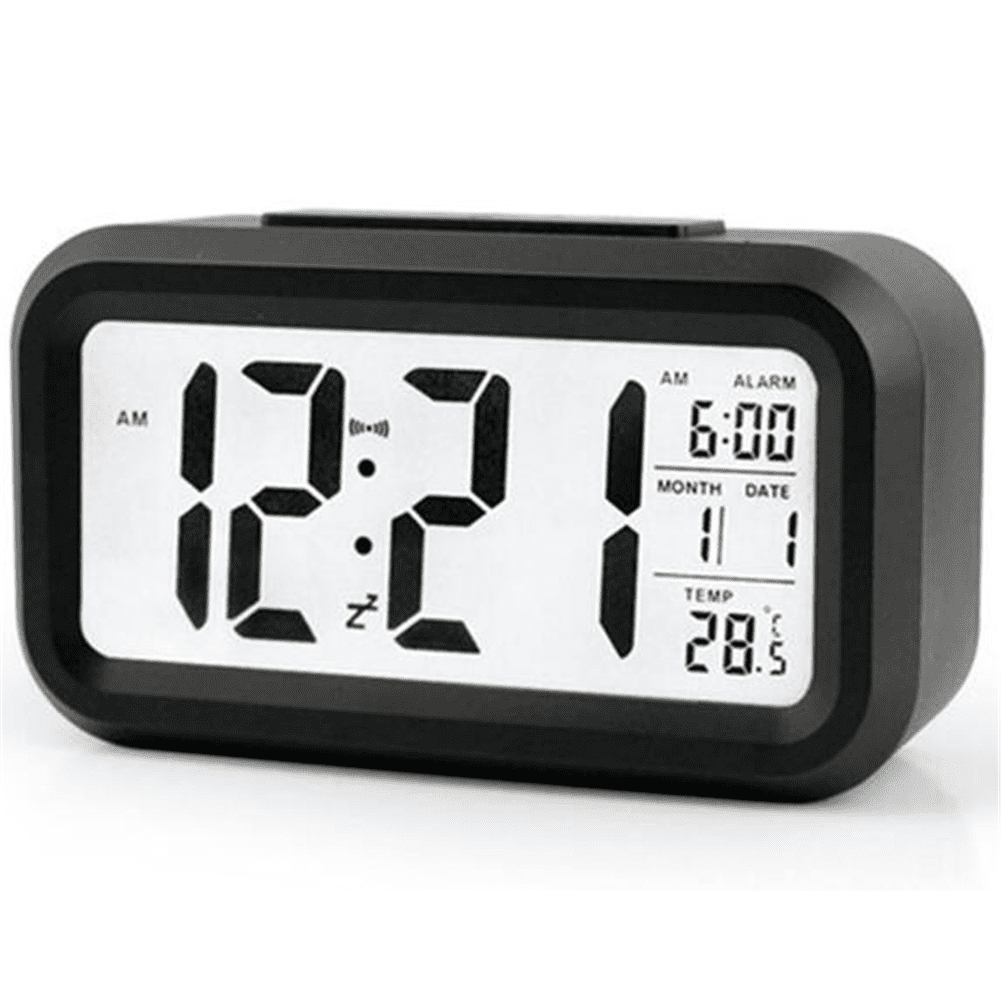 LCD Digital Clock Battery Operated Snooze Electronic Alarm Clocks Small Home 