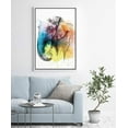 thumbnail image 2 of IDEA4WALL Framed Canvas Art Wall Decor Gray Elephant with Rainbow Color Animals Wildlife Watercolor Expressionism Contemporary Portrait Colorful for Dorm Home Office - 16"x24", 2 of 3