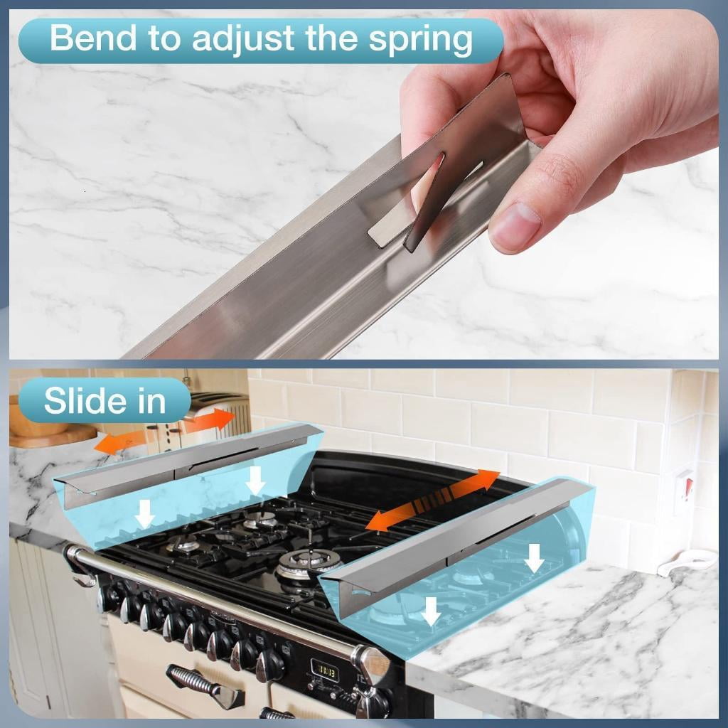 2pcs Stainless Steel Stove Gaps Cover Set Heat Resistant Oven Side Gaps Fillers