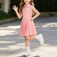 thumbnail image 4 of FAVIPT Girls Tank Dress Heart Sleeveless Lapel Collar Button Up Pleated Dresses Casual Cute Contrast Trim Preppy Sports Dress Pink,4-5 Years, 4 of 8